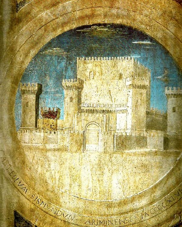 Piero della Francesca detail of the castle from st sigismund and sigismondo Sweden oil painting art
